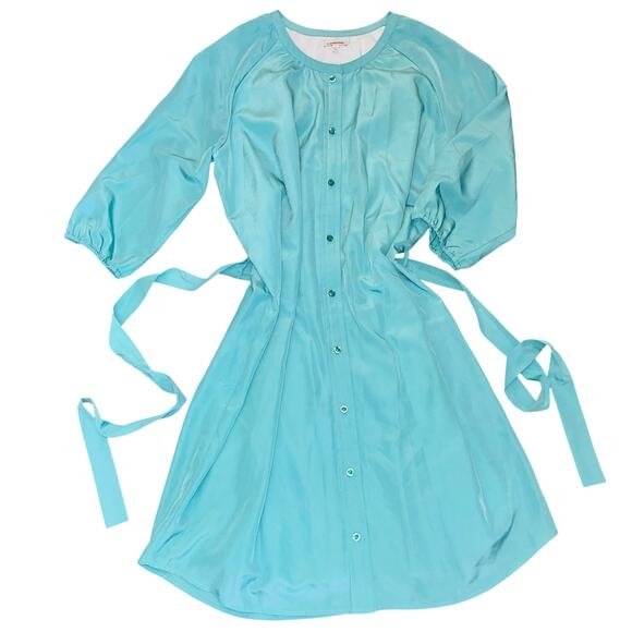 J. Peterman Dress Teal Button Up - Picture 1 of 8